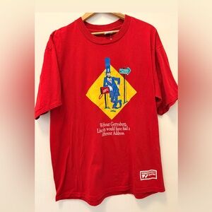 Red Graphic T-Shirt with Lincoln Print Size Large
